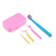 Orthodontic set for care of braces with a monobundle brush, pink